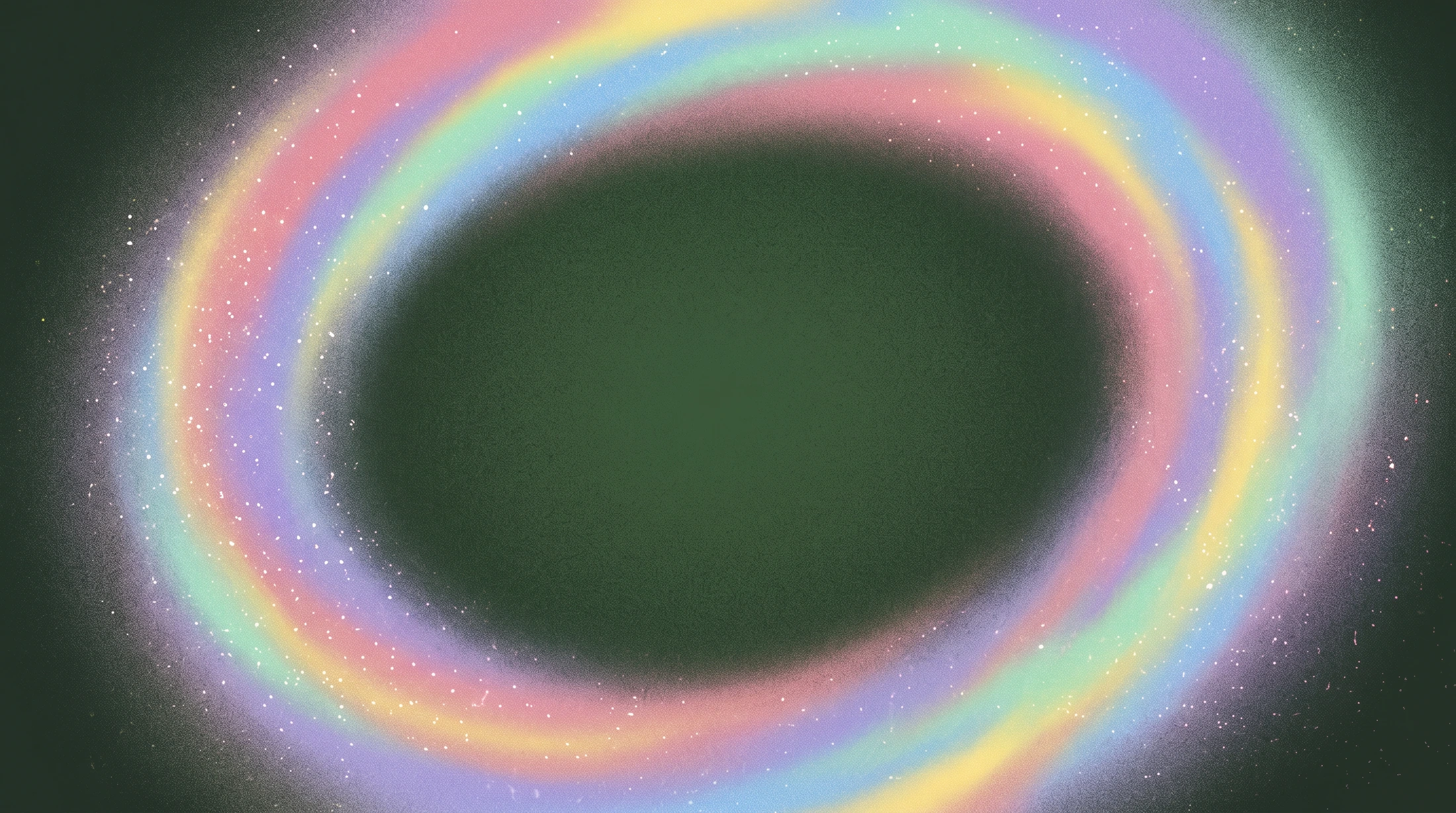 The Scrollsnacks logo centered inside a grainy ring of pastel light and stars.