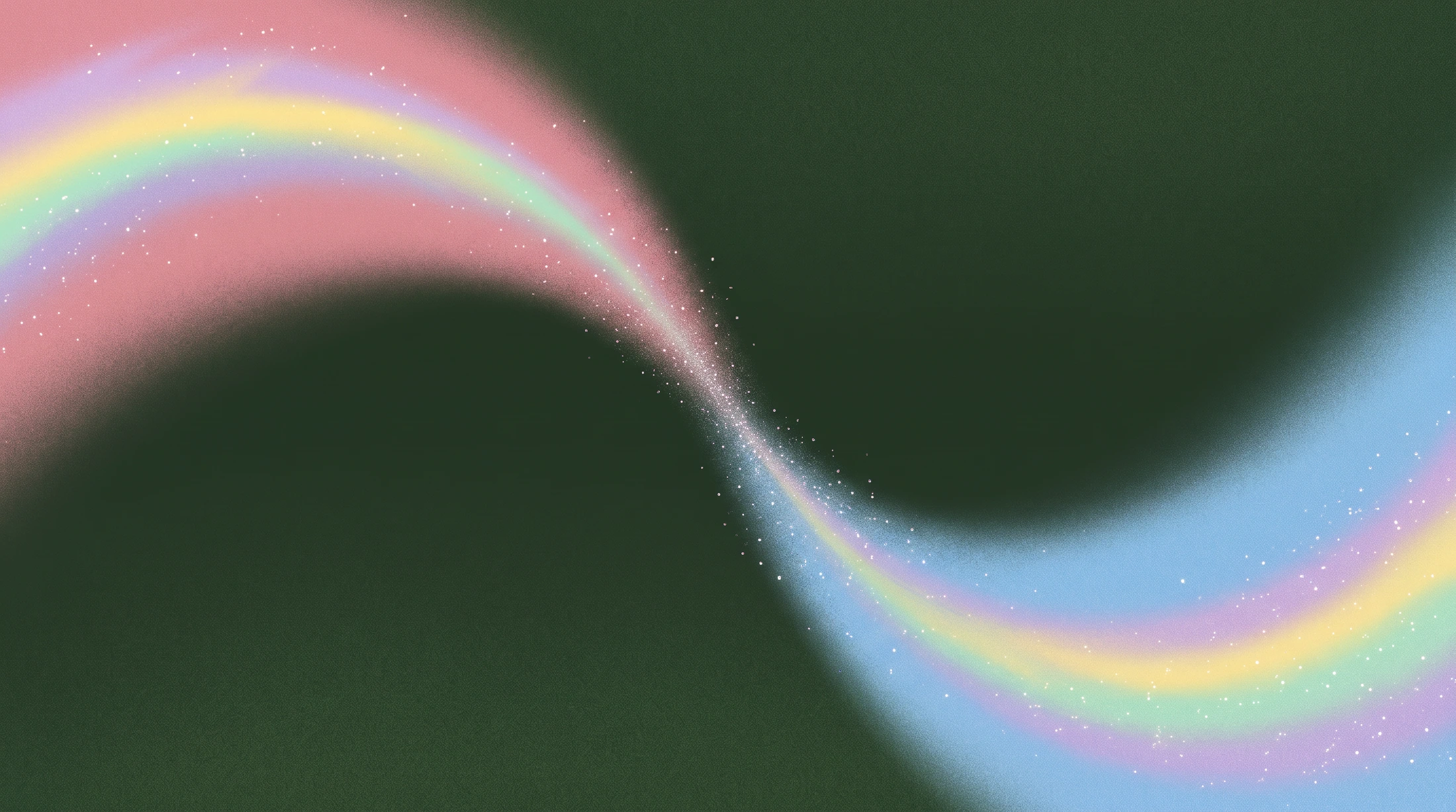 The AI&dergelijke wordmark over two flowing bands of pastel light on dark green.